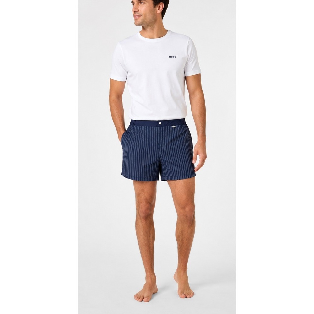 BOSS Hugo Boss Hawkfish BM Swim Trunks Blue Pinstripe XL Shorts Old Money